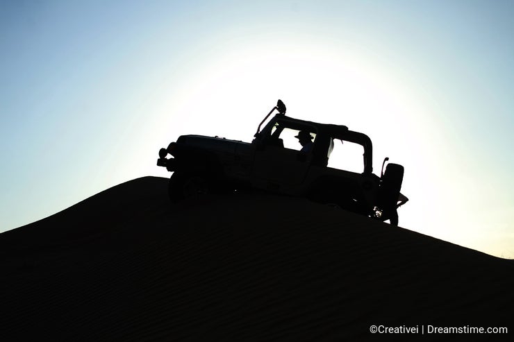 Jeep Crusing in Desert