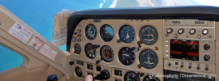 Cockpit of a cessna cardinal airplan