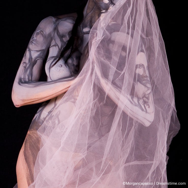 Body art woman with veil