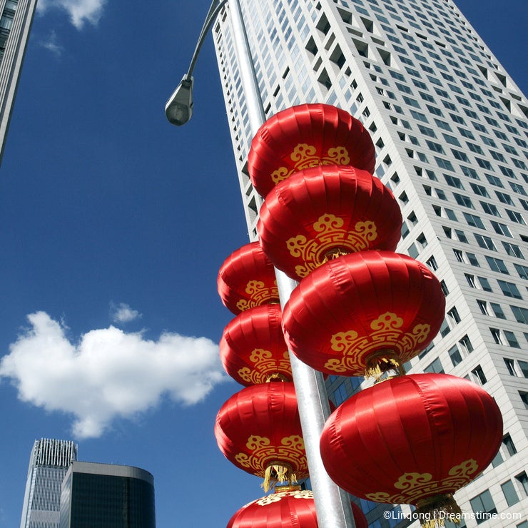Skyscrapers and red lanterns