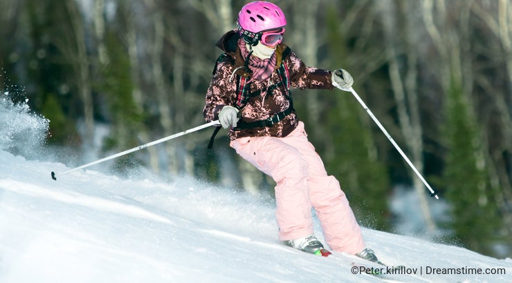 Girl riding on skis