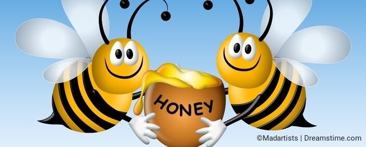 Busy Cartoon Bees With Honey