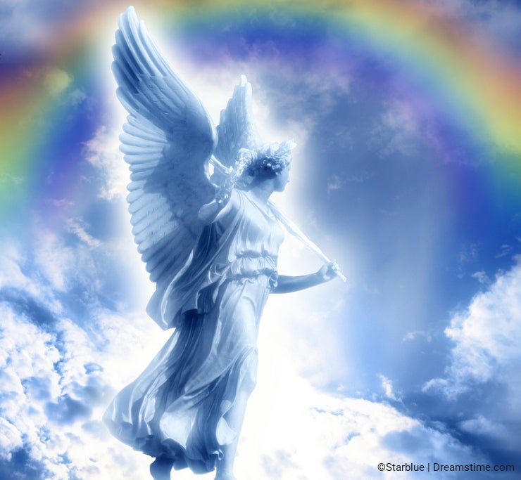 Angel with divine rainbow