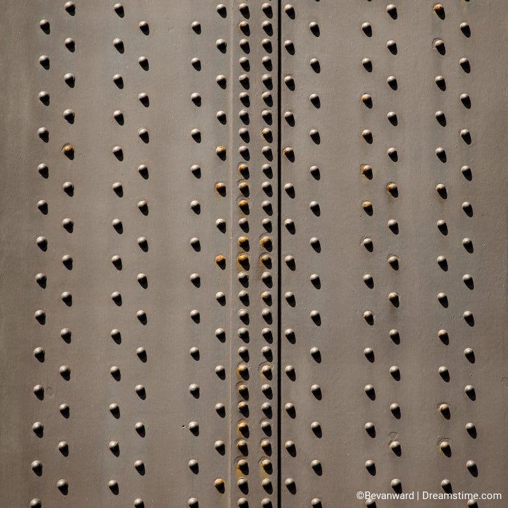 Steel plate and rivets