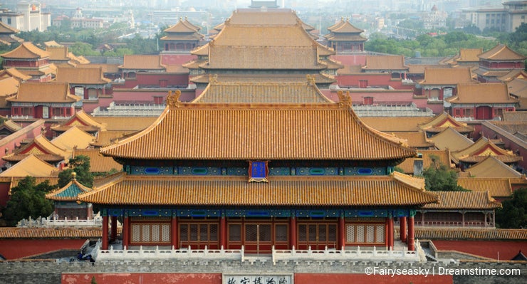 Overview of the forbidden city in Beijing, China