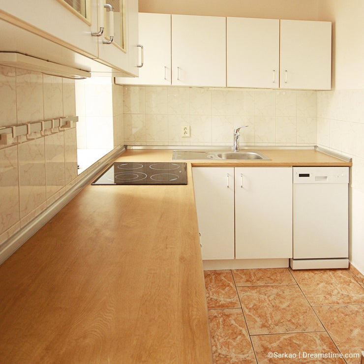 Empty white kitchen