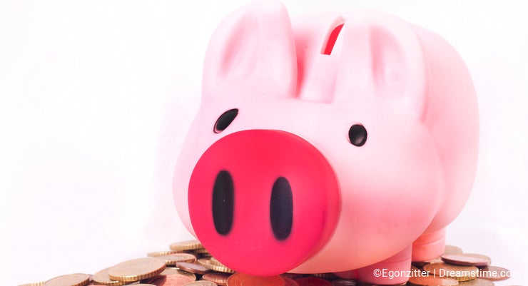 Pink money piggy bank savings