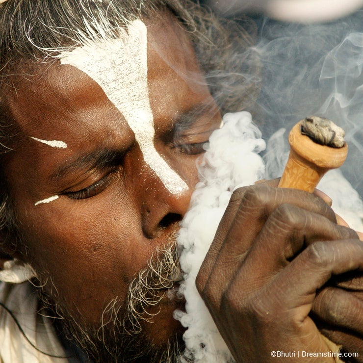 Sadhu smoking Cannabis