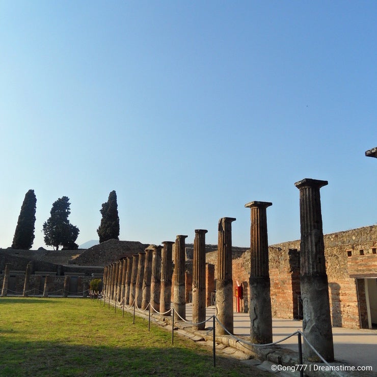 Ancient ruins of town Pompei near Vesuveus