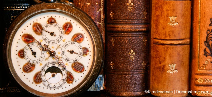 Antique watch with antique books