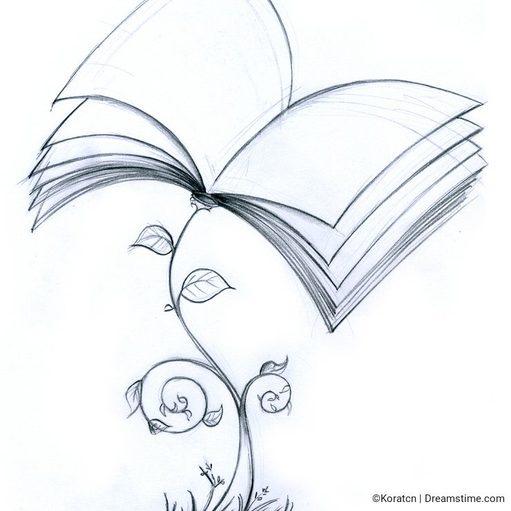 Book plant pencil illustration