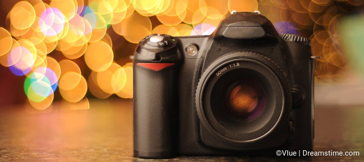 DSLR camera with Bokeh Background