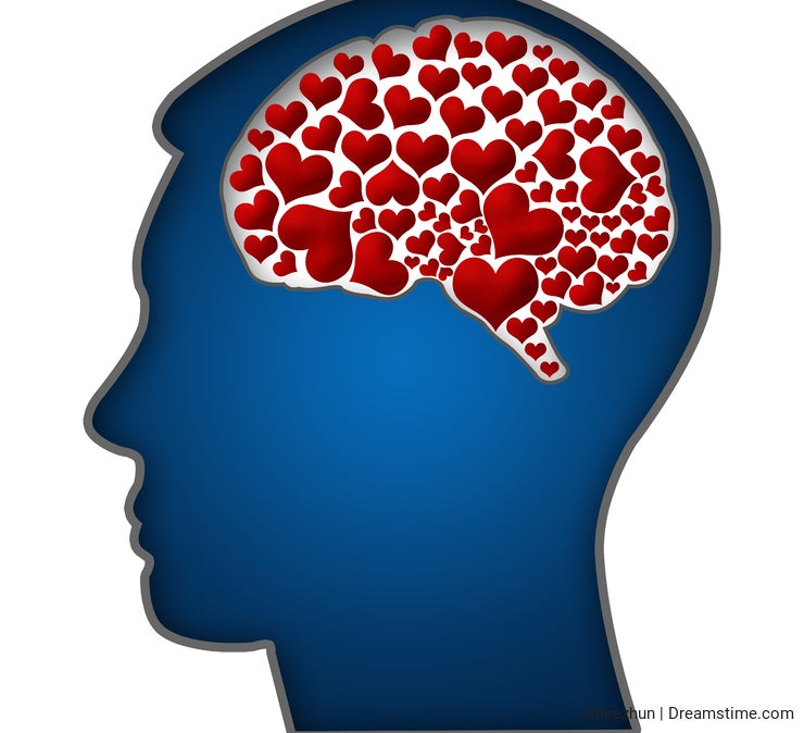 Human Head with Hearts In Brain