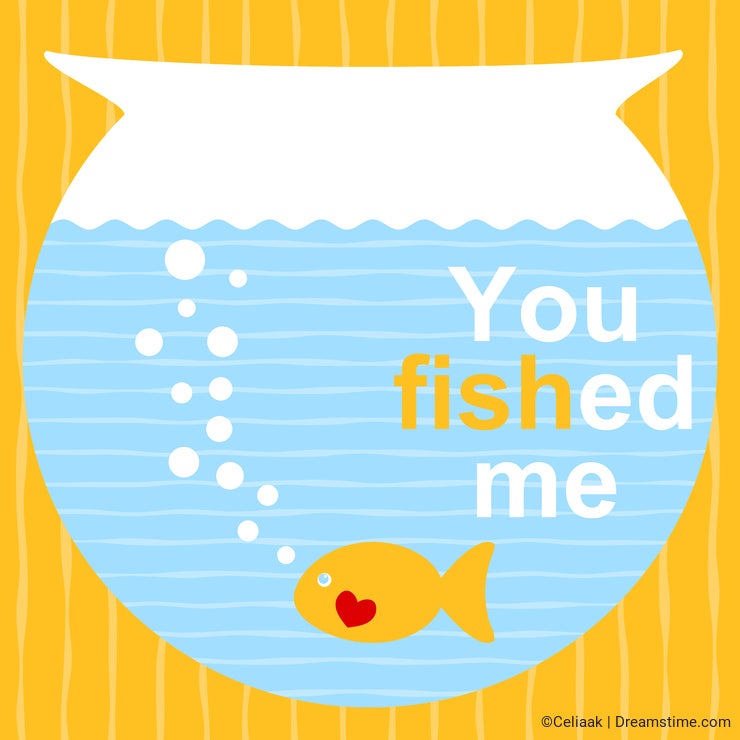 Fish on a bowl Valentines Day Card