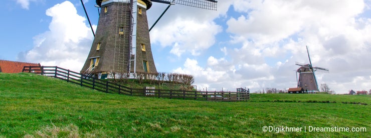 Landscape Two aligned windmills