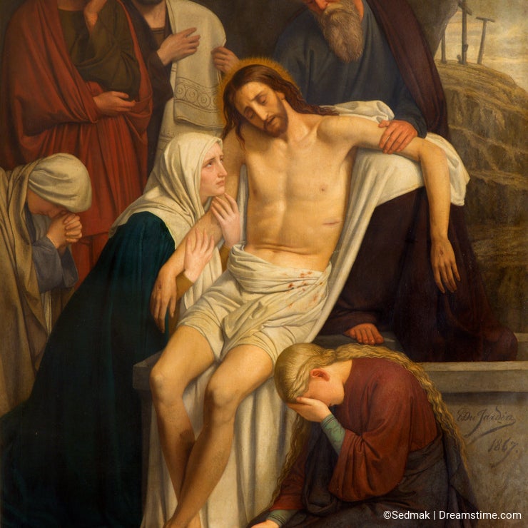 Antwerp - Pain of burial of Jesus by artist Du Jardin from year 1867 in Saint Willibrordus church