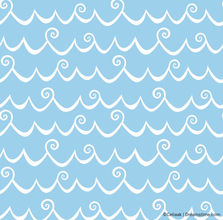 Sea Waves with Curls Seamless Background