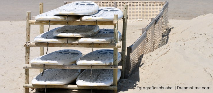 Rack of surfboards