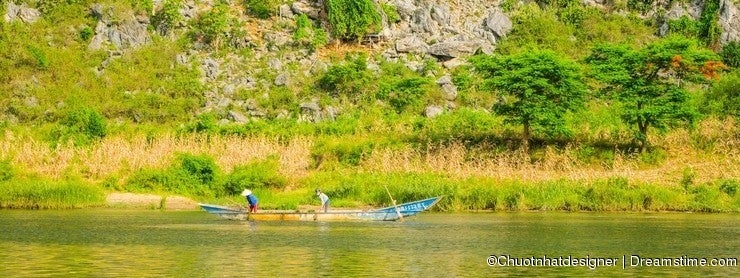 Boats for transporting tourists to Phong Nha cave, Phong Nha - Ke Bang national park, Viet Nam