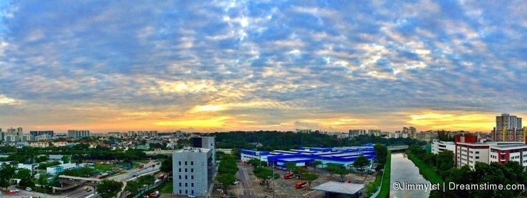 Sunrise and altocumulus clouds over Singapore