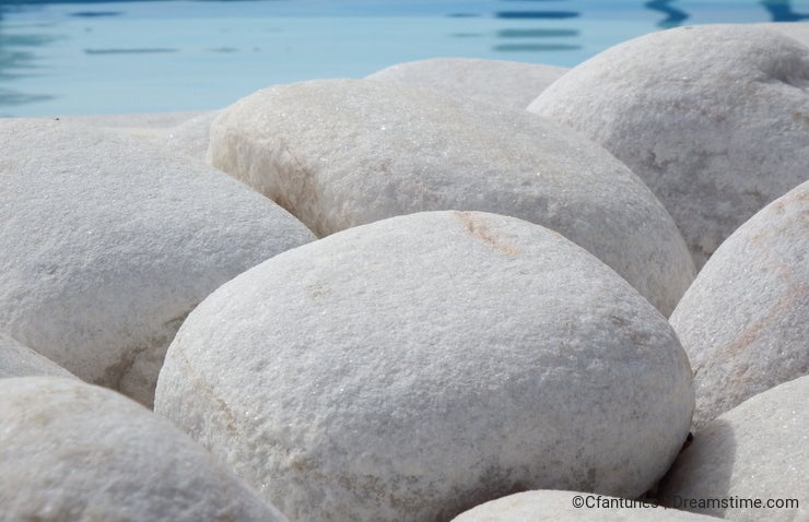 Round stones at the pool