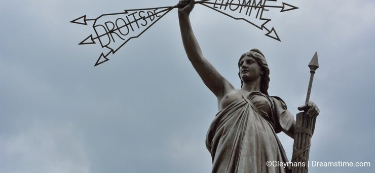 The statue of Human Rights in Aurillac