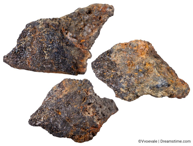 Three pieces of psilomelane (black hematite) stone
