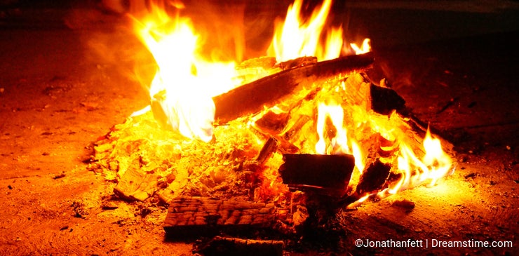 Burning bonfire