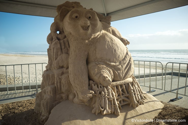 A sand sculpture of the movie Kung Fu Panda
