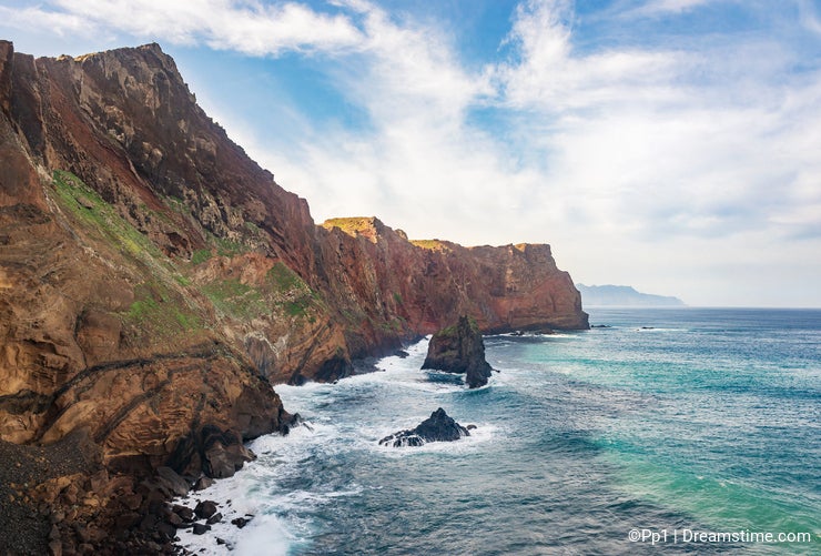 Cliffs on eastern coastline of Madeira Island