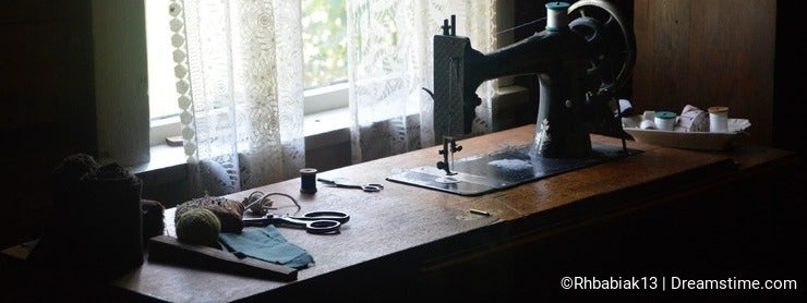 Antique Sewing Machine and Sewing Notions