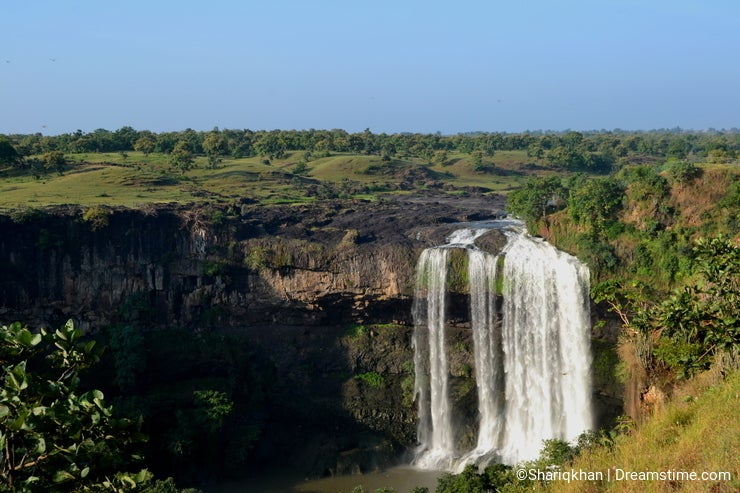 Beautiful Ticha Waterfall and Landscape in India