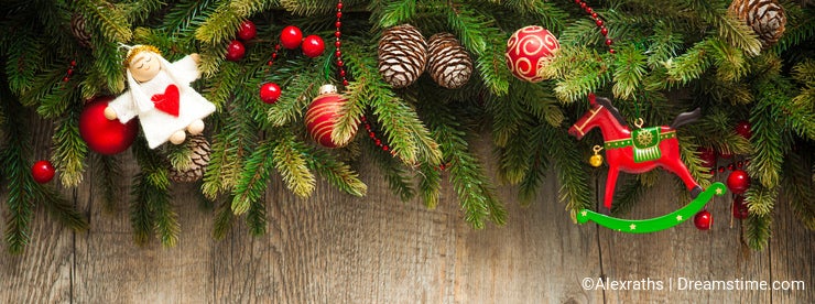 Christmas decoration over old wooden background