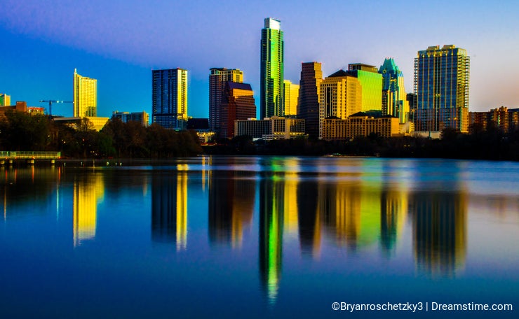 Central Texas Magical Skyline Reflection Austin Texas