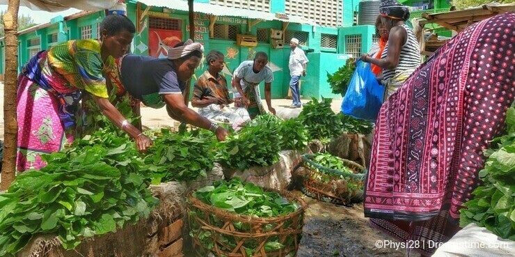 African women selling vegetables