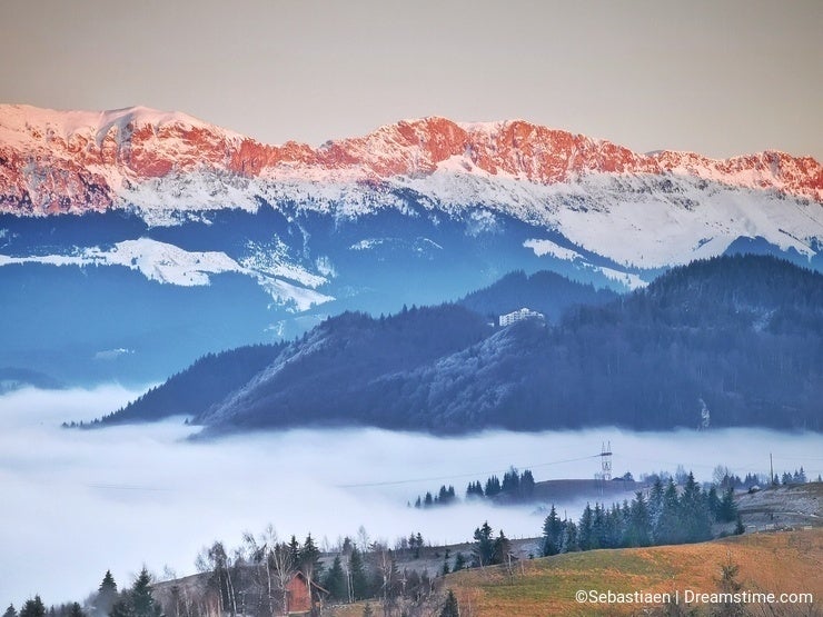 Winter landscape photography in the mountains with snow and beautiful light