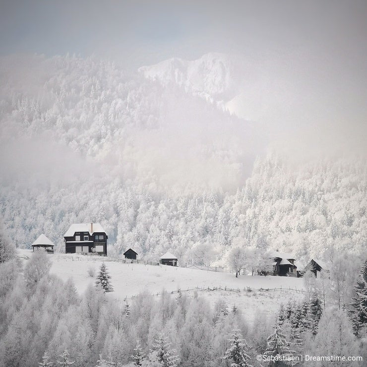 Winter landscape photography in the mountains with snow and beautiful light