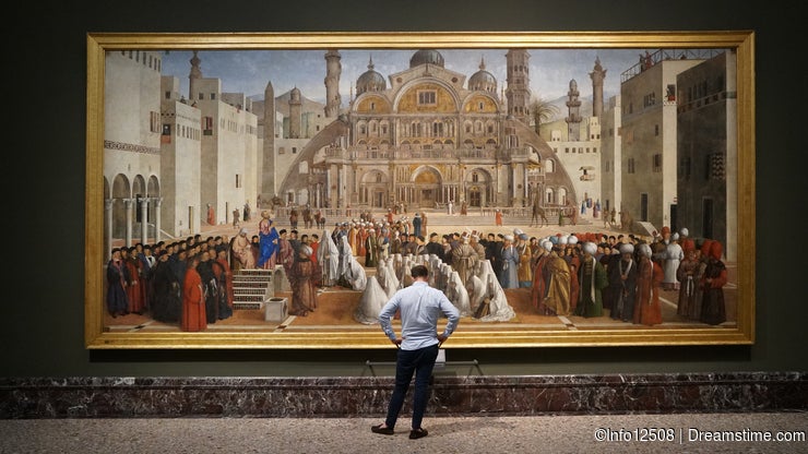 Milan - 6/17/2020 : visiting art museum Pinacoteca Brera