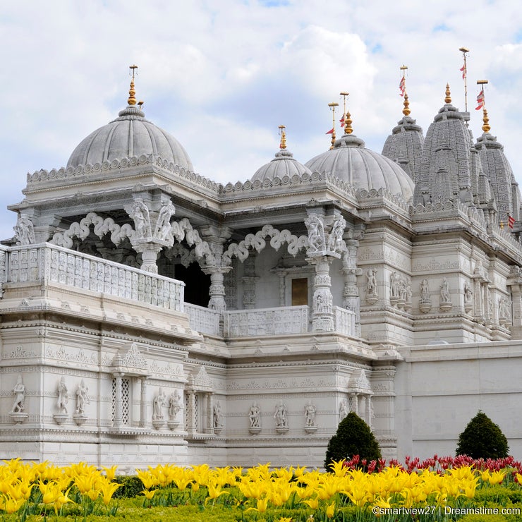 Yellow flowers of indian temple from London UK