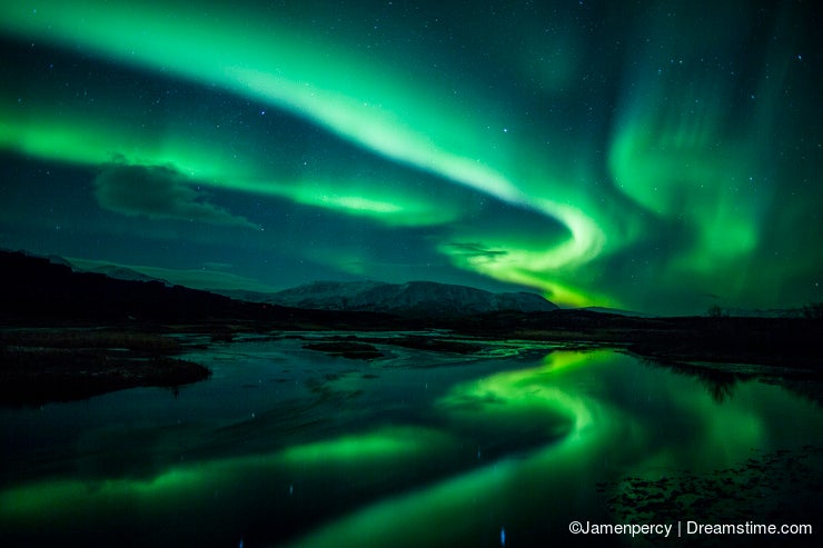 Northern Lights Real and Simulation - Dreamstime