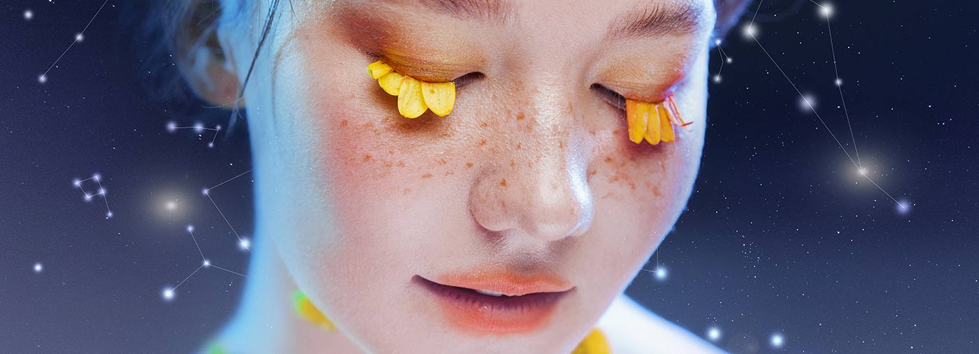beautiful young girl in the image of flora close up portrait fabulous portrait on a starry background