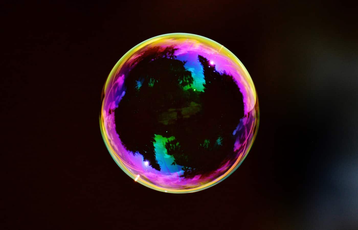 colorful soap bubble a floating in mid air