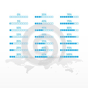 0 5 10 15 20 25 30 35 40 45 50 55 60 65 70 75 80 85 90 95 100 percent charts set for business, web, design, download, progress.