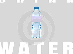 0.5 liter bottle, plastic water flask. Filled with liquid. Items are isolated on a gray background