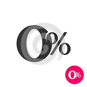 0 percents. Zero percent symbol. No comission sign