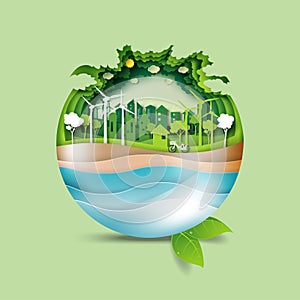 02.Save the earth and green eco city concept