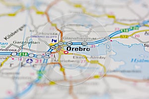 03-16-2021 Portsmouth, Hampshire, UK Orebro Shown on a geography map or road map