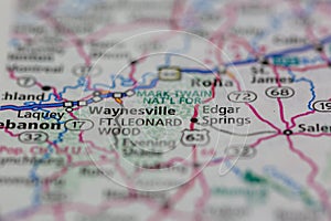 05-18-2021 Portsmouth, Hampshire, UK, Waynesville Missouri USA shown on a Geography map or road map