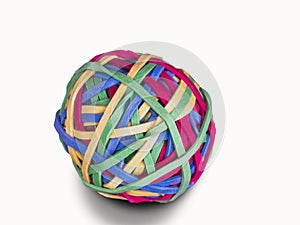 0584 ball of rubber bands, white background