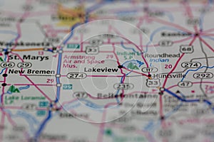 06-14-2021 Portsmouth, Hampshire, UK, Lakeview Ohio USA shown on a Geography map or Road map